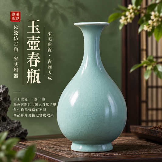 Yuhuchun Bottle | Masterpiece Passed Down Through Generations · Natural Crackle · Agate-Inlaid Glaze · Handcrafted Elegant Vessel · Song Dynasty Classic · Vase · Ru Ware