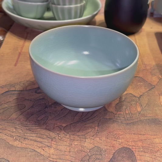 Lohan Cup | Masterpiece · Antique-Style Glaze · Natural Crackle · Prong-Fired · Warm and Jade-Like · Handcrafted Teacup · Ru Ware